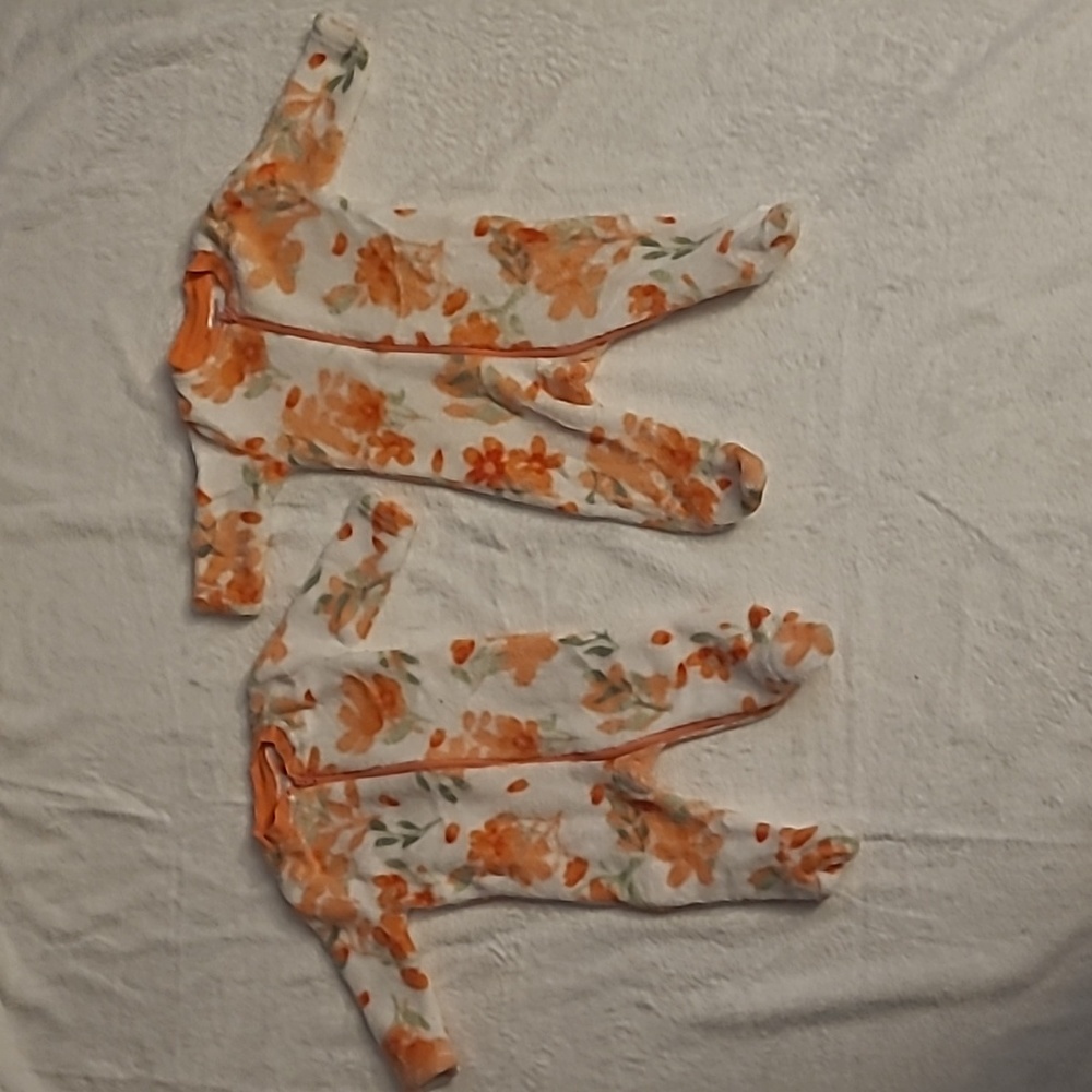 One peice footsie floral pajamas for twins